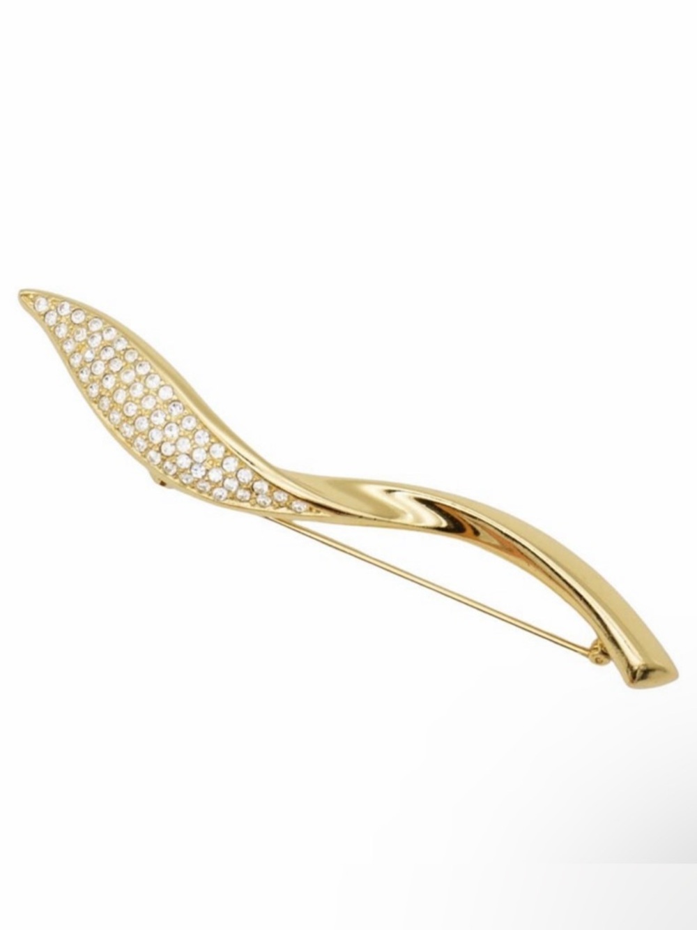 Christian Dior 1970s Vintage Extra Long Crystals Spiral Leaf Flame Brooch
